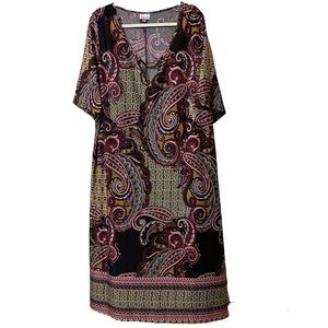 Avenue Paisley Long Sleeve Dress Burgundy 30/32